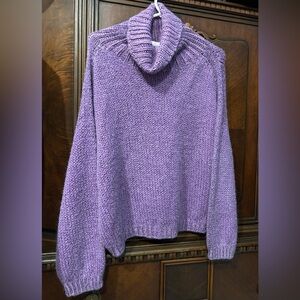 MADE IN ITALY.(60%ACRYLIC/30%MOHAIR/10%WOOL) PURPLE TURTLENECK SWEATER.KING KONG